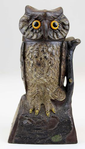 Owl Turning Head cast iron mechanical bank