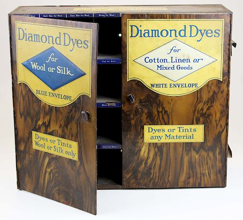 Diamond Dyes tin litho display cabinet