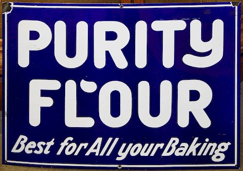Purity Fl'our enamel store sign