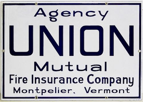 Union Mutual Fire Ins Co. enamel sign
