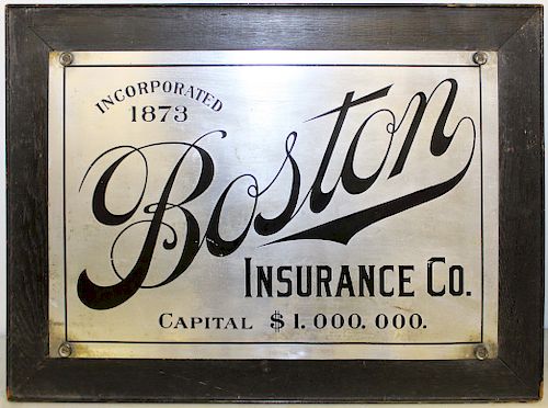 Boston Insurance Company etched sign
