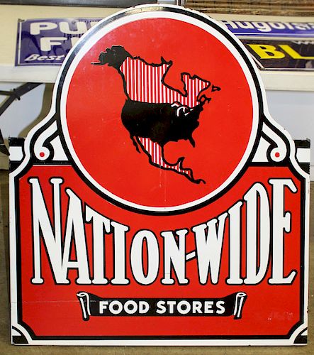 Nation-Wide Food Stores enamel sign