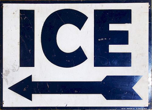 Ice directional double sided enamel sign