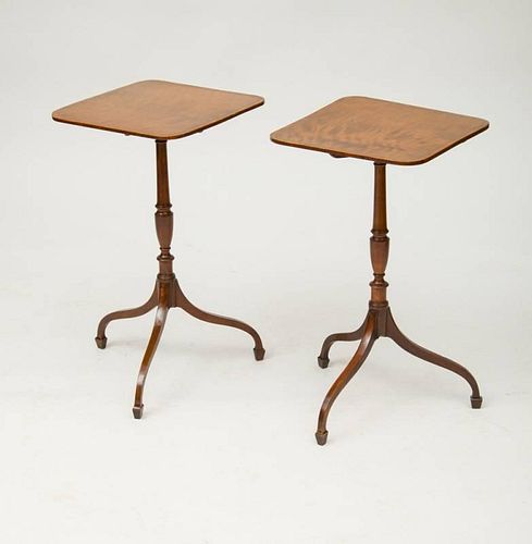PAIR OF GEORGE III INLAID MAHOGANY CANDLESTANDS