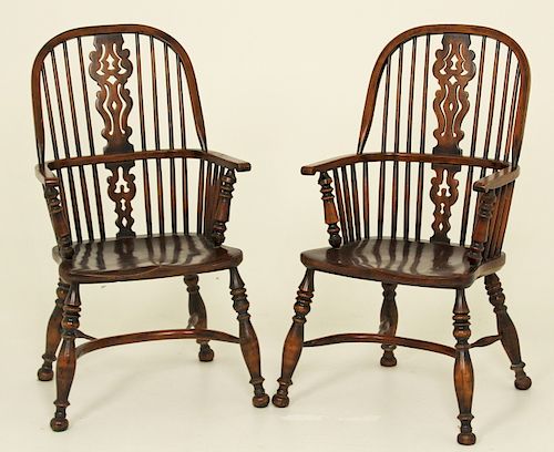 PR. OF ELM AND OAK NARROW ARM WINDSOR CHAIRS