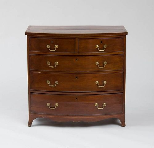 GEORGE III INLAID MAHOGANY BOW-FRONTED CHEST OF DRAWERS