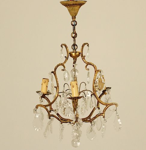FRENCH CRYSTAL 3 LIGHT CHANDELIER