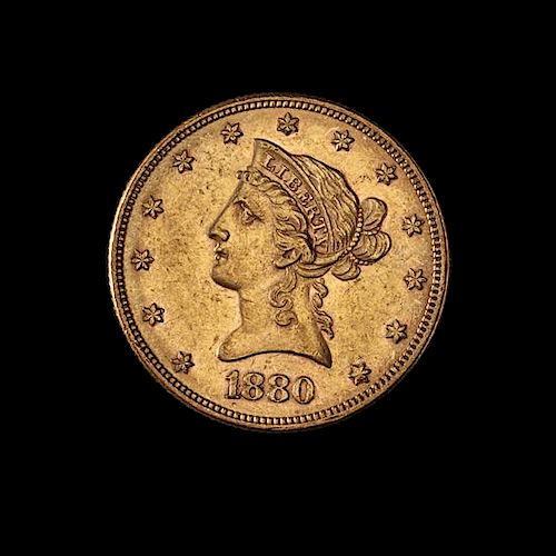 * A United States 1880 Liberty Head $10 Gold Coin