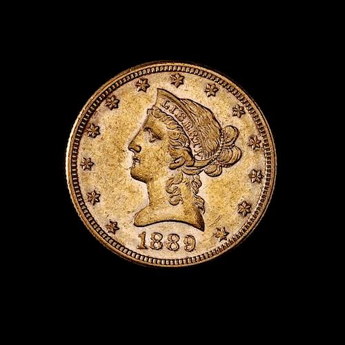 * A United States 1889-S Liberty Head $10 Gold Coin