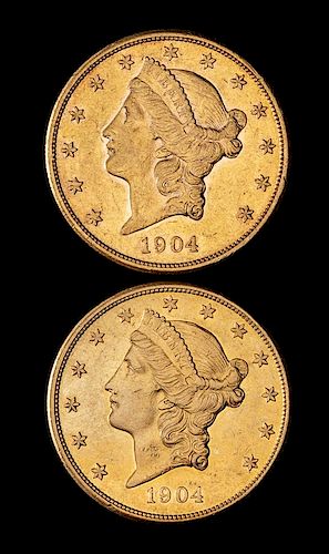 * Two United States 1904-S Liberty Head $20 Gold Coins