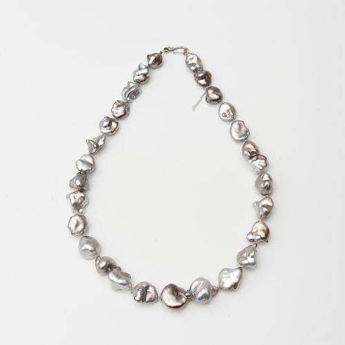 Large Grey Baroque Pearl Necklace