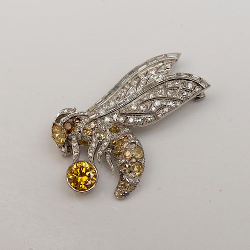 Art Deco Platinum and Diamond Wasp Pin