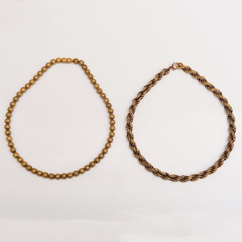 Two Antique 14k Gold Chain Necklaces
