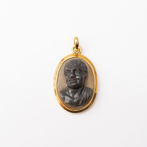 14k Gold and Hardstone Cameo Pendant