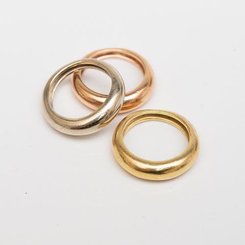 Three Tri-Color 18k Gold Rings