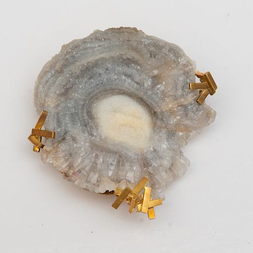 Andrew Grima 18k Gold and Crystalized Quartz Brooch