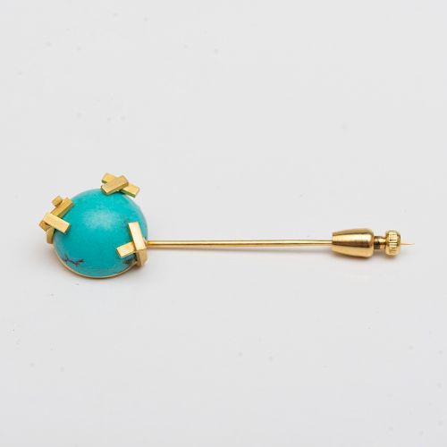 18k Gold and Turquoise Stickpin, In the Style of Andrew Grima