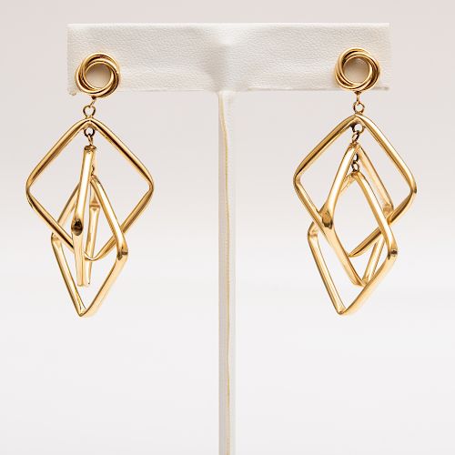 Pair of Mid-Century Modern 14k Gold Earrings