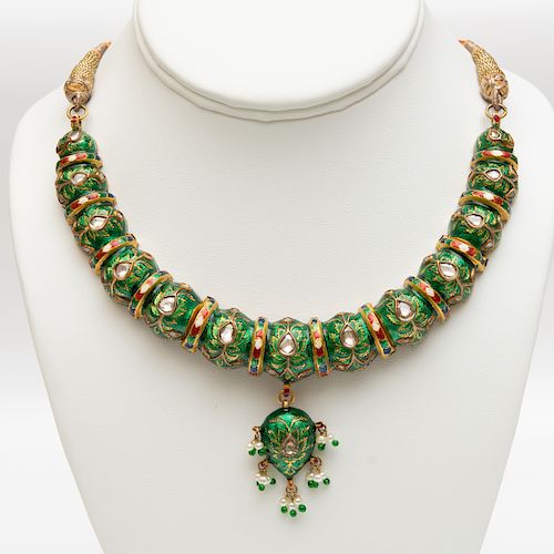 Indian Jaipur Enamel Necklace