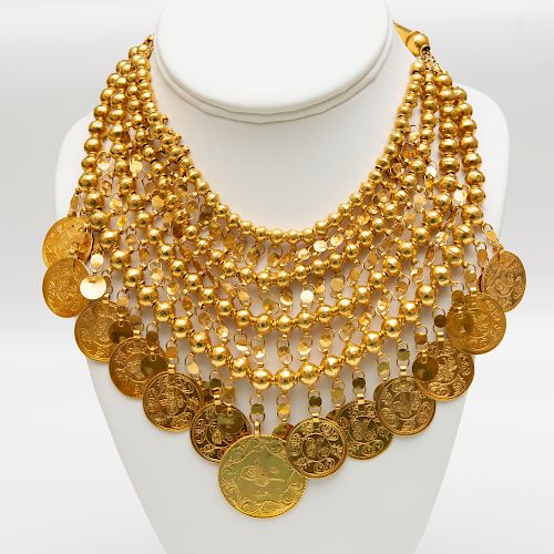 Middle Eastern Gold Fringe Necklace