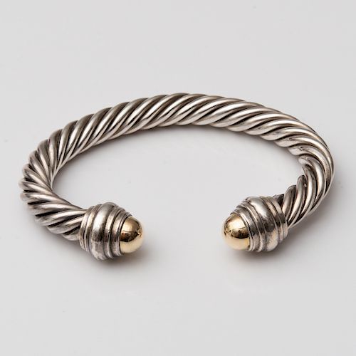 Sterling Silver and 14k Cuff Bracelet