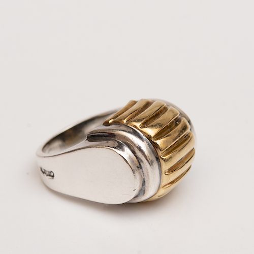 Caviar Sterling Silver and 18k Gold Ring