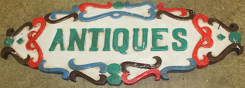 mid 20th c "Antiques" sign