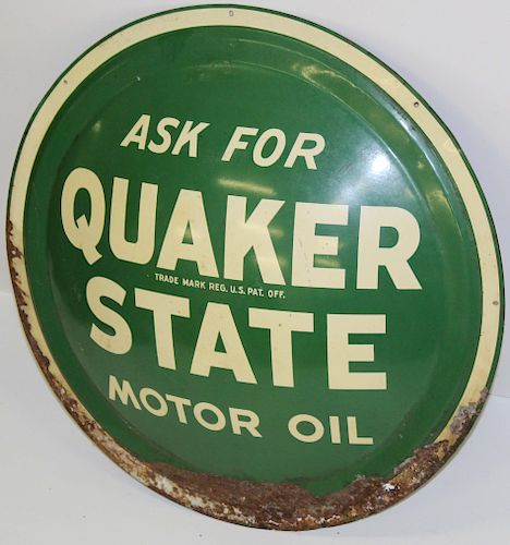 Quaker State Round Steel Sign