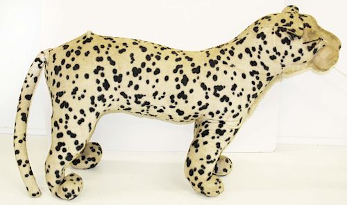 mid- late 20th c large snow leopard plush toy