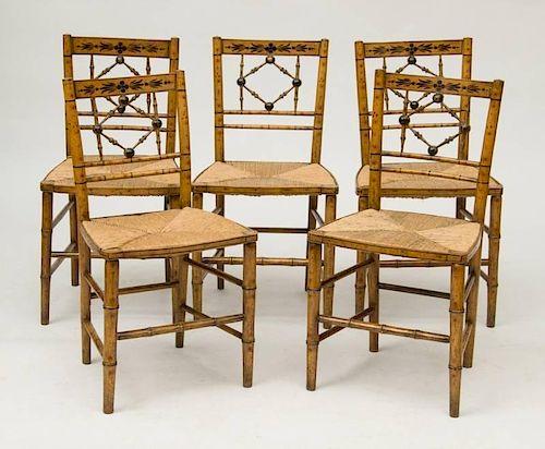 SET OF FIVE FEDERAL PAINTED SIDE CHAIRS