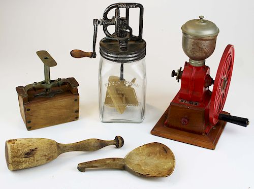 Elma cast iron coffee grinder, Dazey churn, etc. 