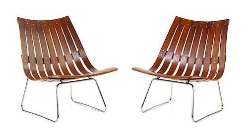 Manner of Hans Brattrud, Norway, c. 1960s, pair of lounge chairs