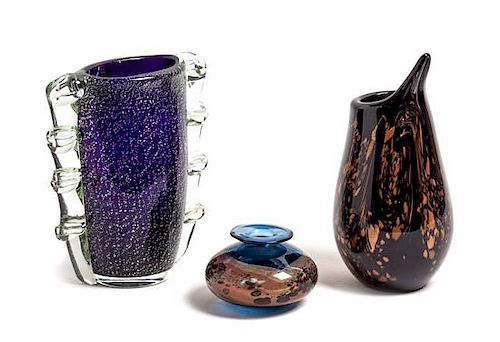 Trio of Art Glass Vessels, Italy, USA, Mid-20th Century,
