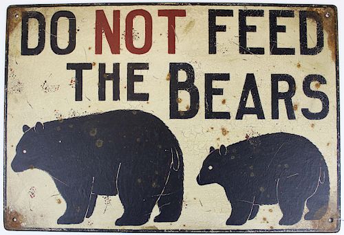 Late 20th c - Don't Feed the Bears Sign