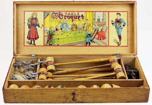 late 19th c tabletop croquet set 