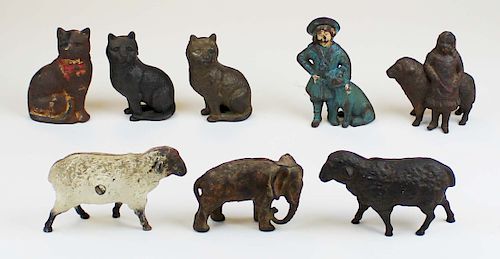 eight animal & figural cast iron still banks