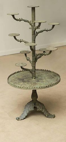 SWEDISH GREEN PAINTED CAST-IRON PLANT STAND, STAMPED J. & C.G. BOLINDER, STOCKHOLM