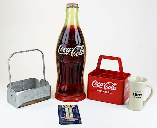 Coca Cola display bottle, Tums Thermometer