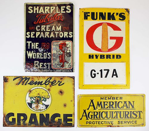 4 tin vintage farm signs