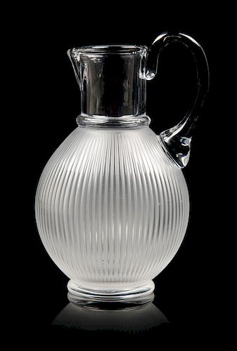 A Lalique Water Pitcher Height 8 7/8 inches.