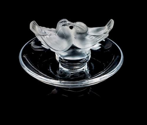 A Lalique Frosted Glass Dish Diameter 4 inches.