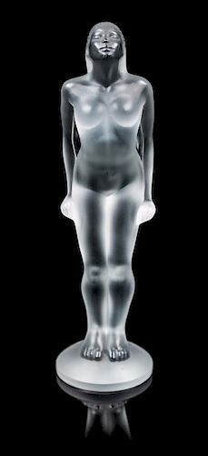 A Lalique Frosted Glass Figure Height 7 1/2 inches.