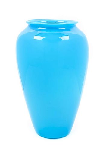 A Steuben Blue Jade Vase Height 11 5/8 inches.