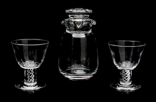 A Steuben Glass Cocktail Set Height of carafe 6 1/2 inches.