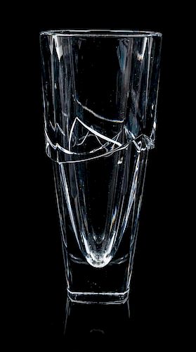 An Orrefors Cut Glass Vase Height 9 3/8 inches.