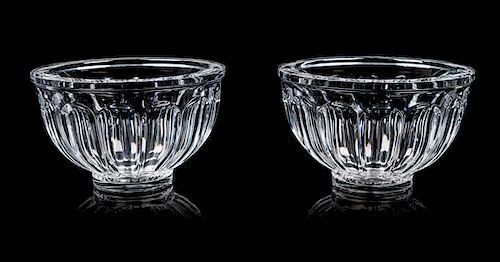A Pair of Orrefors Cut Glass Bowls Height 4 3/4 x diameter 8 inches.
