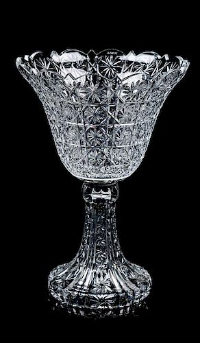 A Cut Glass Centerpiece Bowl Height 14 1/2 inches.