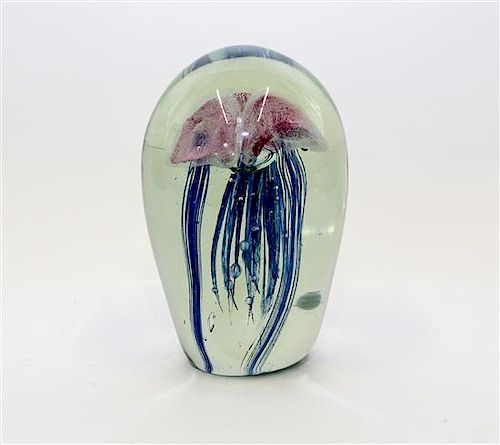 * A Large Glass "Jellyfish" Paperweight Height 8 inches.