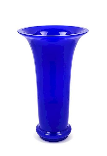 A Blue Cenedese Vase Height 12 1/2 inches.