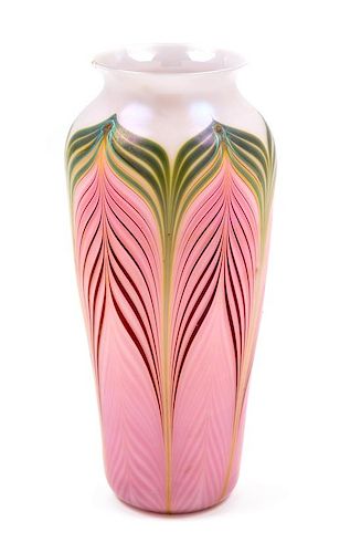 A Zellique Studios Art Glass Vase Height 9 1/2 inches.